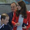 Le prince William, duc de Cambridge et Catherine, duchesse de Cambridge lors des finales olympiques de natation le 3 août 2012 à Londres