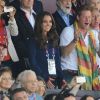 Kate Middleton, le prince William et le prince Harry ont exulté le 5 août 2012 au stade olympique lors du sacre d'Usain Bolt aux JO de Londres, vainqueur du 100m en 9"63.