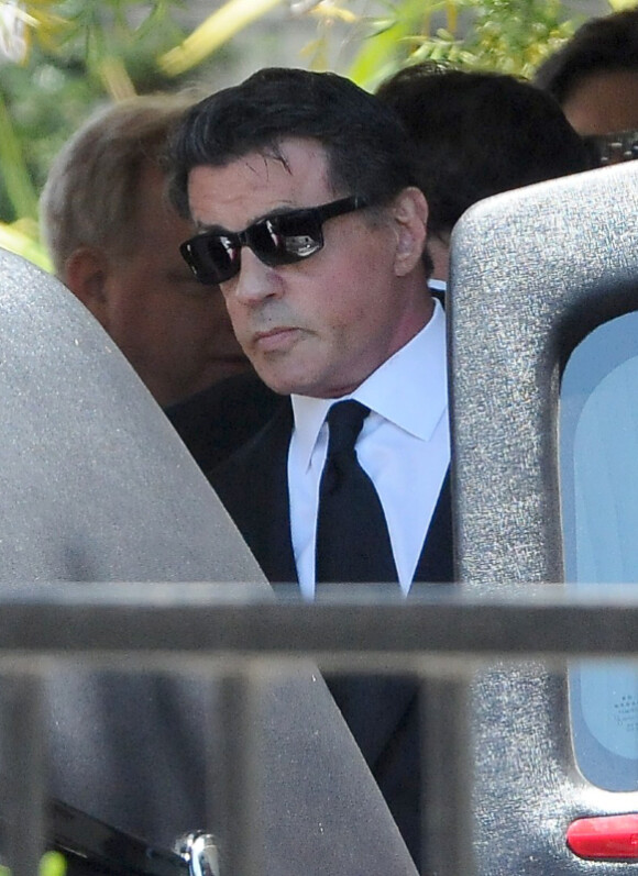 Sylvester Stallone lors des obsèques de son fils Sage le 21 juillet 2012