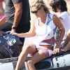 Kate Moss a passé une douce journée lors de ses vacances à Saint-Tropez avec sa fille, Lila, le 19 août 2012