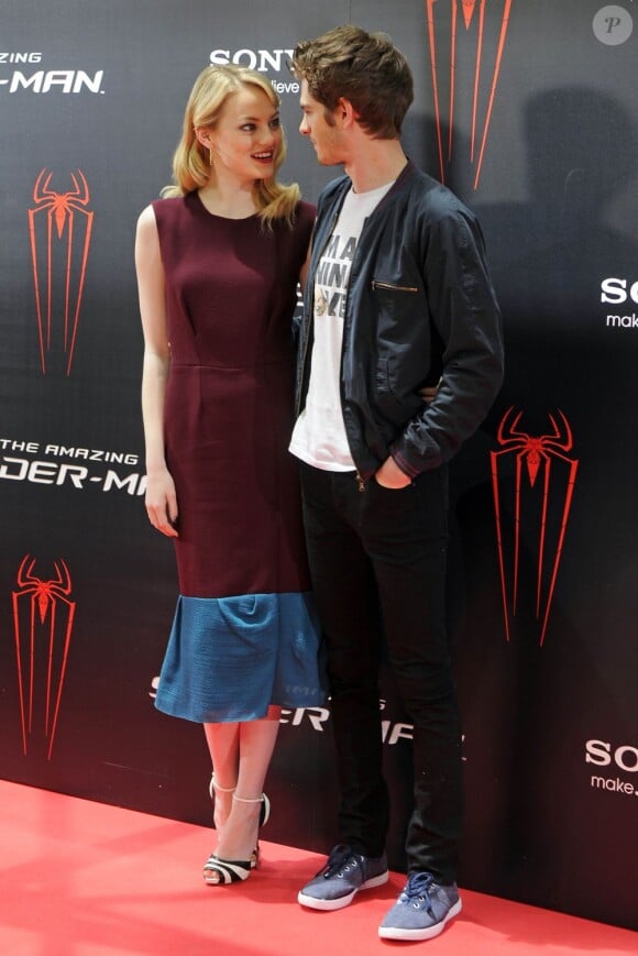 Andrew Garfield et Emma Stone en juin 2012 à Madrid.