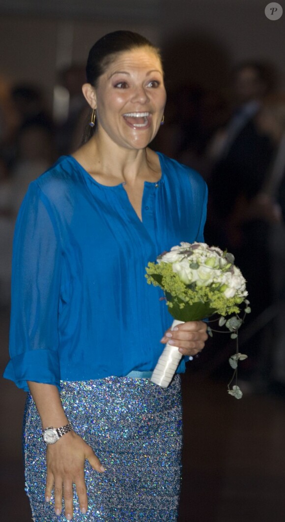 La princesse Victoria de Suède lors de la cérémonie de remise du Junior Water Prize dont elle est la marraine, à Stockholm le 29 août 2012.