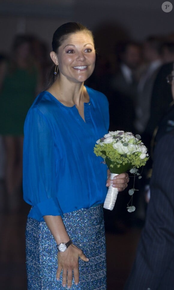 La princesse Victoria de Suède lors de la cérémonie de remise du Junior Water Prize dont elle est la marraine, à Stockholm le 29 août 2012.