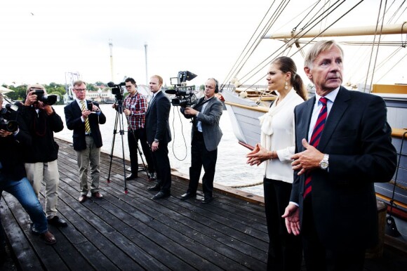 Victoria de Suède lors d'un séminaire sur le développement durable en mer, notamment dans la Baltique, le 29 août 2012 à Skeppsholmen, Stockholm.