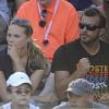Melanie Maudran et son compagnon Thierry Ascione lors du match de la Française Kristina Mladenovic le 29 août 2012 à l'US Open à New York