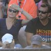 Melanie Maudran et son compagnon Thierry Ascione lors du match de la Française Kristina Mladenovic le 29 août 2012 à l'US Open à New York