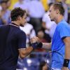 Roger Federer battu par Thomas Berdych à New York le 5 septembre 2012 en quart de finale de l'US Open