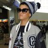 Rihanna à l'aéroport d'Heathrow, s'apprête à prendre son vol pour Los Angeles. Londres, le 10 septembre 2012.