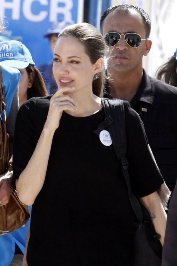 L'actrice Angelina Jolie est allée visiter un camp de Mafraq, en Jordanie. Le 11 septembre 2012.