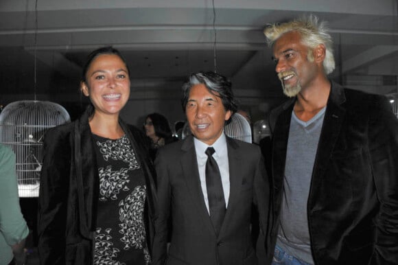 Sandrine Quétier, Satya Oblette et Kenzo lors de la soirée de lancement de la collection haute joaillerie 10 Royale, par Kenzo Takada et Vianney d'Alançon au 10 rue Royale, le 12 septembre 2012