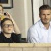 Brooklyn Beckham avec son père David Beckham et ses frères Romeo et Cruz à un match des LA Galaxy contre Colorado Rapids. Los Angeles, le 14 septembre 2012.