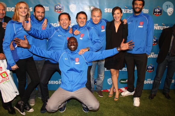 Frédérique Bel, le Comte de Bouderbala, Gad Elmaleh, José Garcia, Franck Dubosc, Clémentine Baert, Ramzy Bedia et Omar Sy lors de l'avant-première du film Les Seigneurs à Brest le 17 septembre 2012