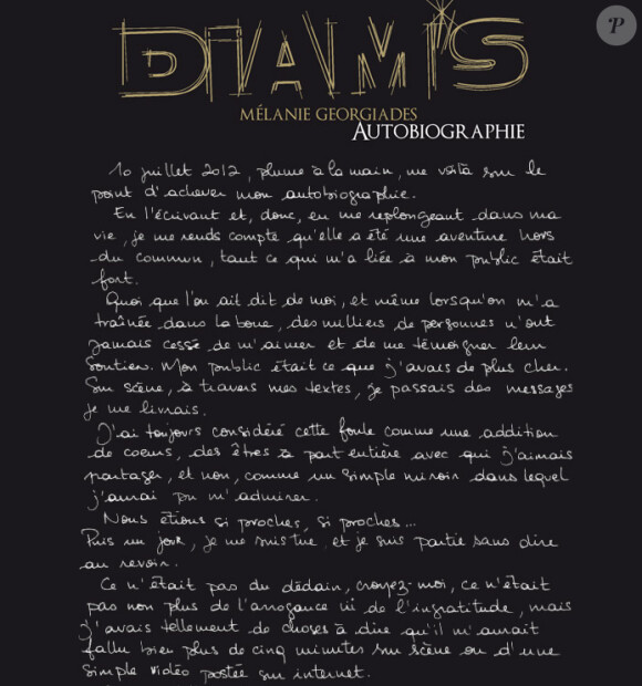 Texte introductif de la future autobiographie de Diam's - Mélanie Georgiades - Partie 3