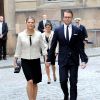 La princesse Victoria et le prince Daniel arrivent au Parlement. Le roi Carl XVI Gustaf de Suède, la reine Silvia, la princesse Victoria, le prince Daniel, le prince Carl Philip et la princesse Madeleine procédaient le 18 septembre 2012 à l'ouverture du Parlement, à Stockholm.