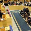 La famille royale de Suède lors de l'ouverture du Riksdag. Le roi Carl XVI Gustaf de Suède, la reine Silvia, la princesse Victoria, le prince Daniel, le prince Carl Philip et la princesse Madeleine procédaient le 18 septembre 2012 à l'ouverture du Parlement, à Stockholm.