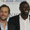 Fred Testot et Omar Sy lors de la première édition du gala de charité "Monaco par coeur" au profit des associations Jeune J'écoute er CéKeDuBonheur à Monaco, le 22 septembre 2012