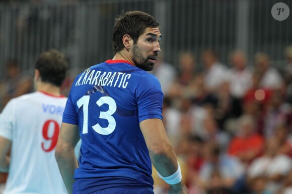 Nikola Karabatic lors de la demi-finale France-Croatie à Londres le 10 août 2012