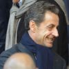 Nicolas Sarkozy, dans les gradins du Parc des Princes lors de la rencontre entre le Paris Saint-Germain et le FC Sochaux. Paris, le 29 septembre 2012.