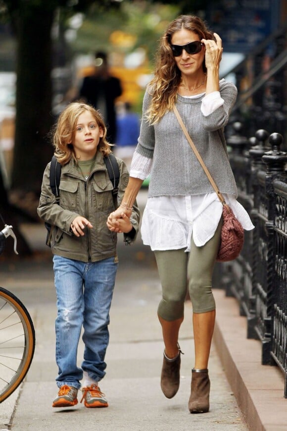 Sarah Jessica Parker avec son fils à New York le 3 octobre 2012.