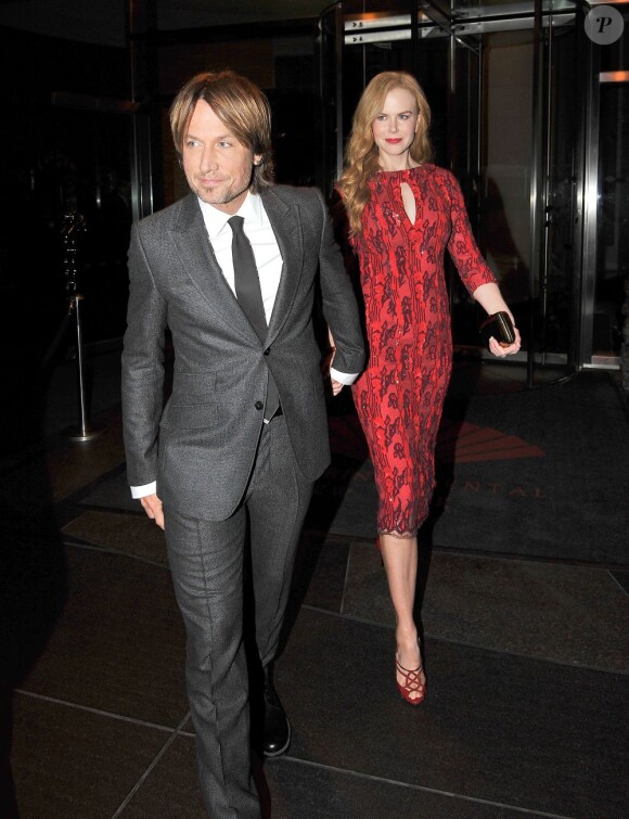 Nicole Kidman et Keith Urban à la sortie de leur hôtel new-yorkais, le 3 octobre 2012.