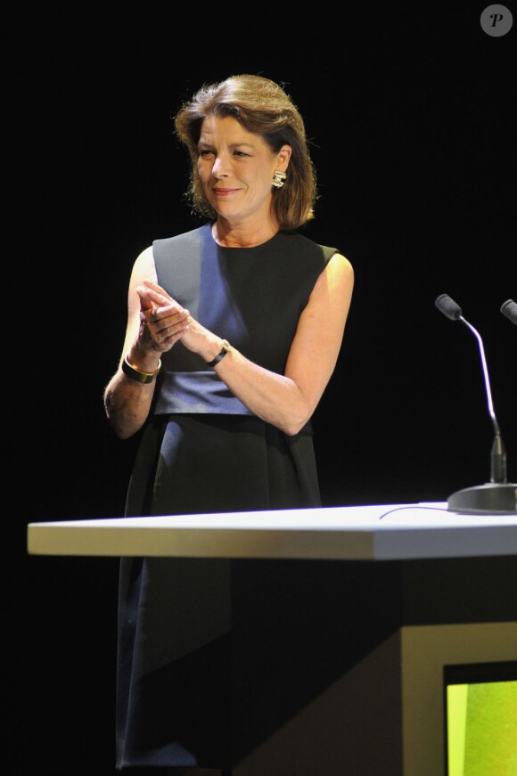 La princesse Caroline de Hanovre, présidente de la Fondation Prince Pierre, participait le 2 octobre 2012 à la remise des Prix de la Fondation, à l'Opéra Garnier, à Monaco.