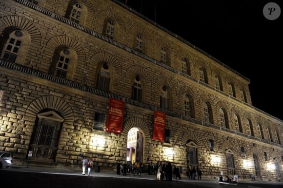 Vue du Palais Pitti. Le prince Albert et la princesse Charlene de Monaco étaient les invités d'honneur de la 2e édition du Ballo del Giglio (Bal du Lys), dans la Salle blanche du Palazzo Pitti, à Florence, le 10 octobre 2012.