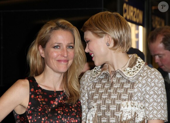 Gillian Anderson et Léa Seydoux lors de l'avant-première de L'Enfant d'en haut au BFI London Film Festival à Londres le 12 octobre 2012