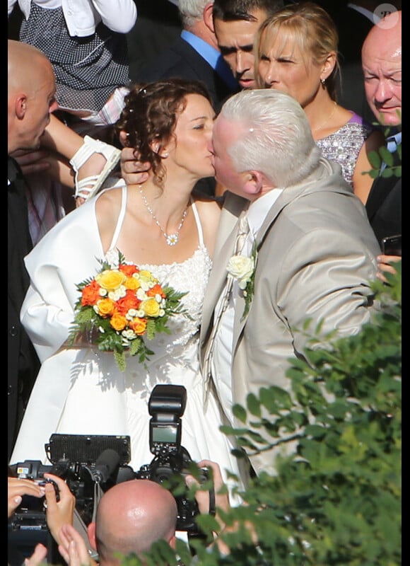 Thierry Olive lors de son mariage avec la belle Annie, le 14 septembre 2012 à Gavray