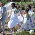 Jean-Luc Delarue et Anissa Khel le jour de leur mariage le 12 mai 2012 à Sauzon