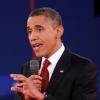 Barack Obama lors du second débat présidentiel à la Hofstra University. Hempstead, le 16 octobre 2012.
