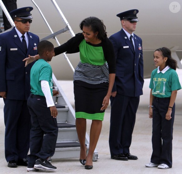 Michelle Obama arrive à l'aéroport international Raleigh-Durham à Durham (Caroline du Nord), le 19 septembre 2012.