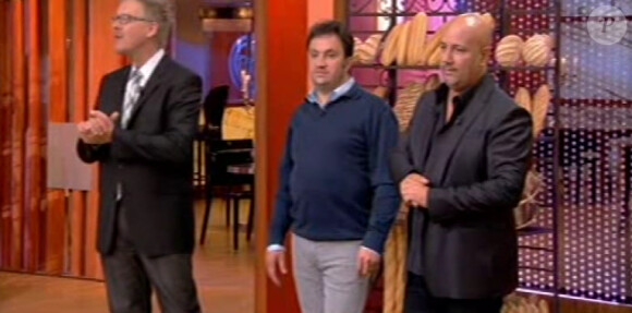 Le jury, Sébastien Demorand, Yves Camdeborde et Frédéric Anton dans Masterchef 2012 le jeudi 18 octobre 2012 sur TF1