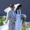 Jean-Luc Delarue et Anissa Khel au sommet du bonheur le jour de leur mariage le 12 mai 2012 à Sauzon.