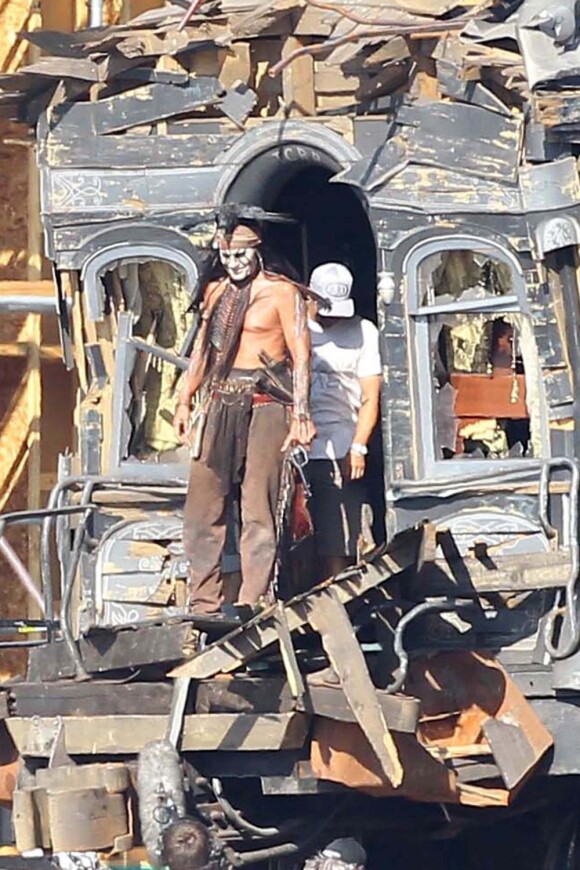 Johnny Depp sur le tournage de Lone Star le 27 septembre 2012