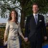 La princesse Marie et le prince Joachim de Danemark. Dîner d'au revoir de la famille royale de Danemark en l'honneur du président de la Slovaquie Ivan Gašparovič et de son épouse Silvia Gašparovičová avant leur départ, le 24 octobre 2012 à l'hôtel Admiral de Copenhague.