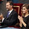 Letizia d'Espagne et son époux Felipe lors de la remise des Prix Prince des Asturies à Oviedo le 26 octobre 2012
