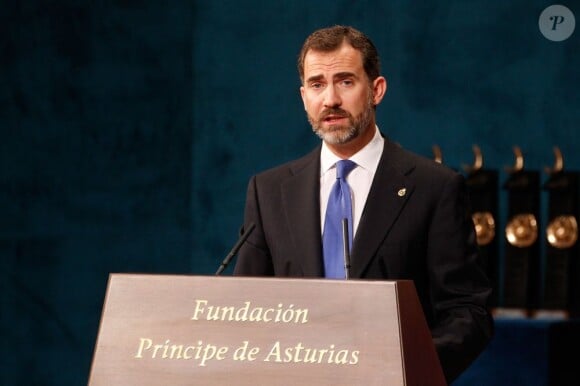 Le prince héritier Felipe d'Espagne lors de la remise des Prix Prince des Asturies à Oviedo le 26 octobre 2012