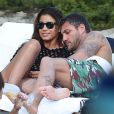 Christian Vieri et une ''amie'' sur une plage de Miami le 2 novembre 2012.