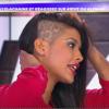 Ayem dévoile à Matthieu Delormeau sa nouvelle coupe de cheveux : elle s'est rasé le crâne et a inscrit le mot "NRJ12"