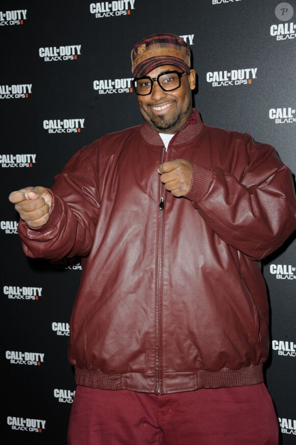 Big Ali lors de la soirée de lancement de Call of Duty : Black Ops II (Activision) au Virgin Megastore des Champs-Elysées, à Paris, le 12 novembre 2012.