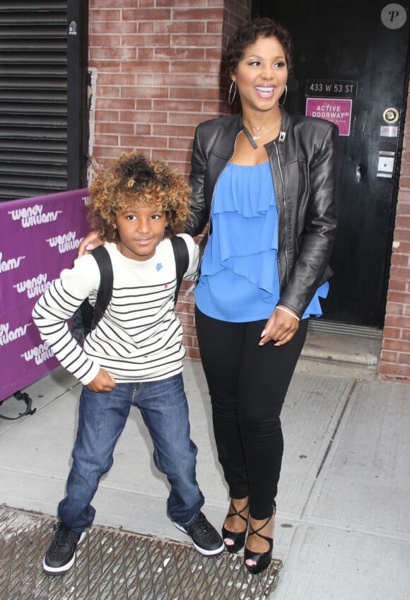 Toni Braxton et son fils Diesel à New York le 2 avril 2012.