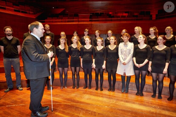 La comtesse Alexandra de Frederiksborg, marraine de la chorale des femmes de Radio Danemark, le 4 novembre 2012 pour l'opération caritative Concert dans le noir.