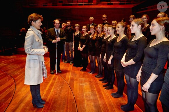 La comtesse Alexandra de Frederiksborg, marraine de la chorale des femmes de Radio Danemark, le 4 novembre 2012 pour l'opération caritative Concert dans le noir.