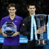 Novak Djokovic et Roger Federer le 12 novembre 2012 après la finale du Masters de Londres