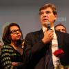 Arnaud Montebourg et Audrey Pulvar lors de leur arrivée à La Bellevilloise à Paris le 9 octobre 2011