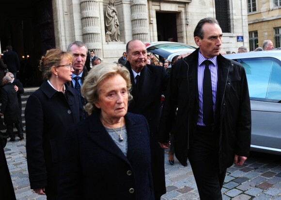 Jacques Chirac et Bernadette aux funérailles de Maurice Ulrich à l'église Saint-Etienne-du-Mont à Paris le 20 novembre 2012.