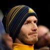 David Beckham lors d'une conférence de presse donnée suite à l'annonce de son départ de la MLS, le 20 novembre 2012 au Home Depot Center de Carson City à Los Angeles