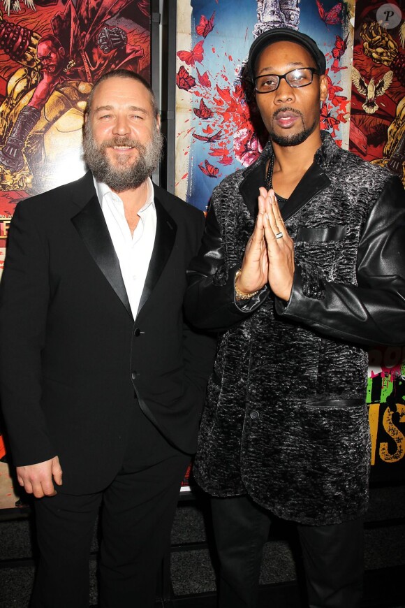 RZA et Russell Crowe présents lors d'une séance spéciale de The Man With The Iron Fists, le 28 octobre 2012.