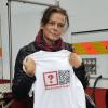 Un T-Shirt pour la première de Test in the city. La princesse Stéphanie de Monaco lançait le 26 novembre 2012 sur le parvis de Sainte-Dévote, en sa qualité de présidente de Fight Aids Monaco et ambassadrice d'Onusida, la campagne de dépistage anonyme et gratuit Test in the City, à quelques jours de la Journée mondiale de lutte contre le sida.