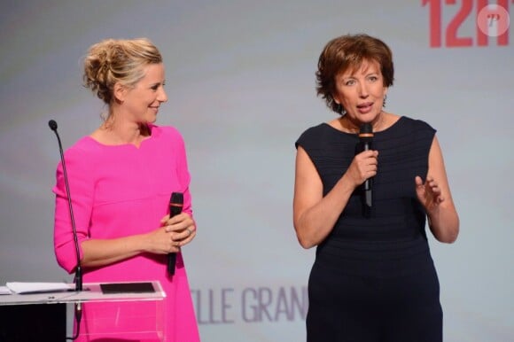 Laurence Ferrari et Roselyne Bachelot lors de la conférence de presse de D8 à Paris le 20 septembre 2012.